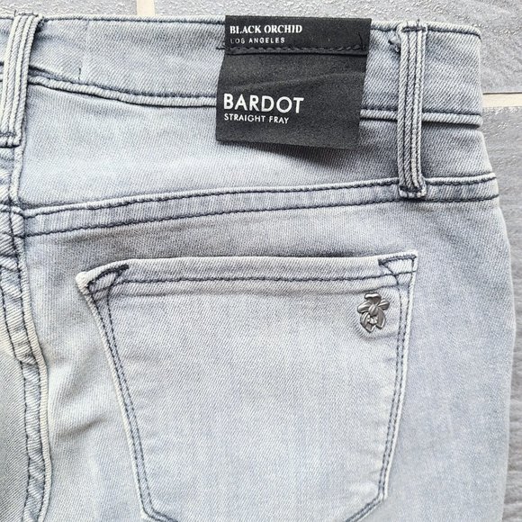 REVOLVE Black Orchid Bardot Straight Frayed Hem Jeans in Ghost Town Gray Size 25 - Picture 4 of 10
